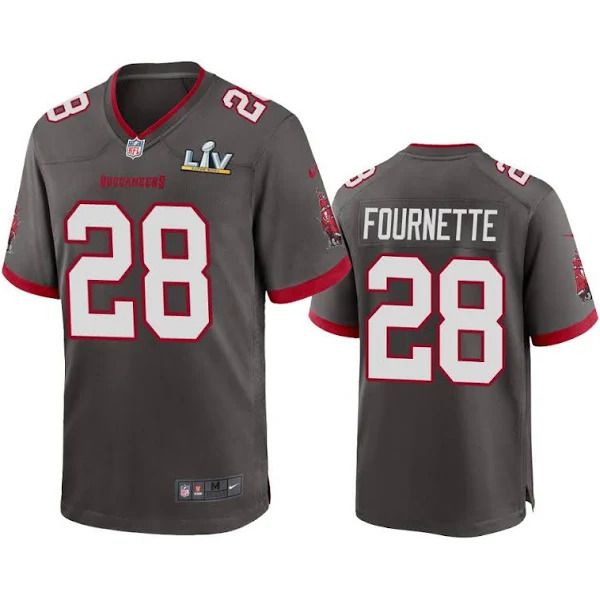 Men Tampa Bay Buccaneers #28 Leonard Fournette Nike Grey Super Bowl LV Game NFL Jersey